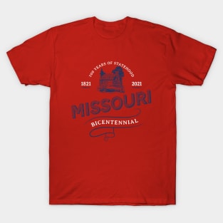 Missouri Bicentennial 1821, 200 Years of Statehood Patriotic Weathered T-Shirt